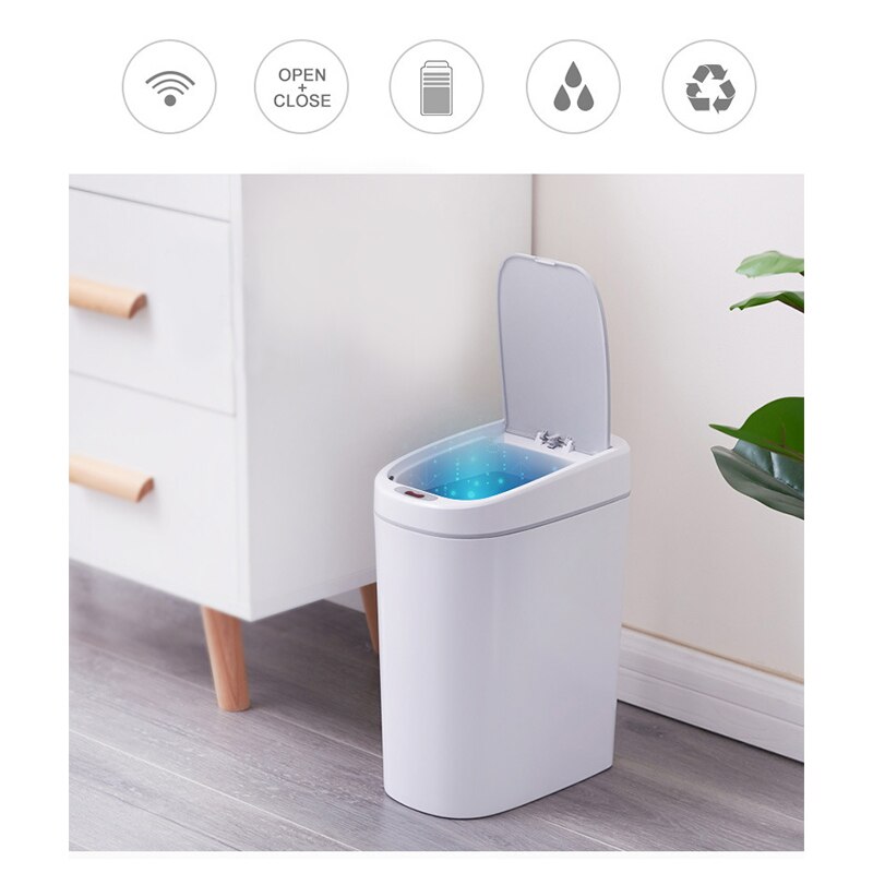 10L Narrow Type Trash Can Zero Waste Recycle Bin Automatic Trash Bin Smart Kitchen Dustbin Touchless Garbage Rubbish Waste Bin