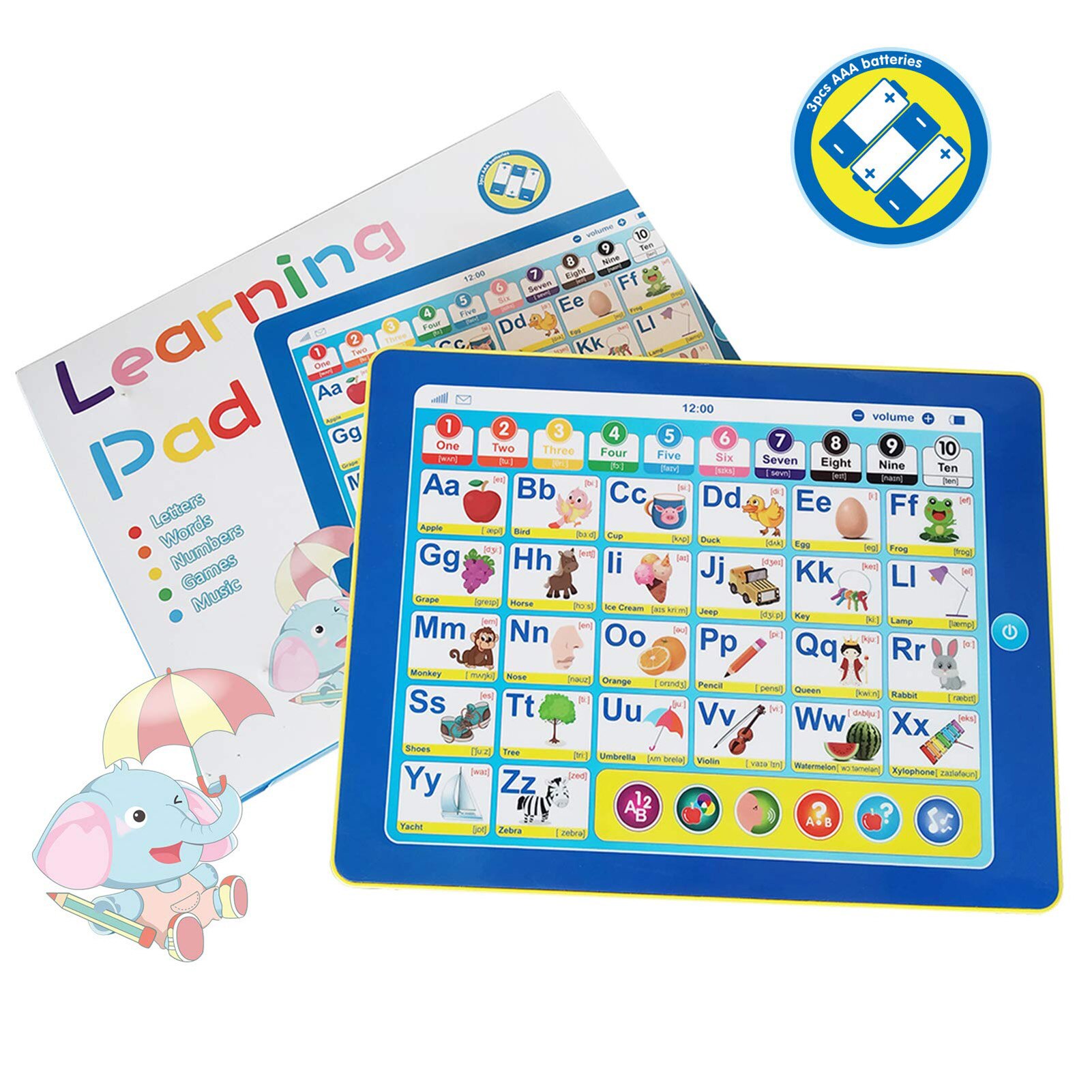 Peuters Elektronische Interactive Learning Pad Tablet 6 Games Educatief Speelgoed Brief Alfabet Nummer Woorden Leren Pad Speelgoed