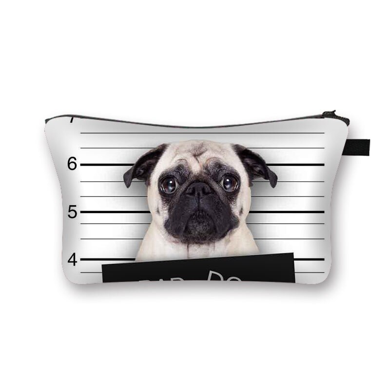 Cute Dog 3D Printed Cosmetic Bags Cute Pug Women Makeup bags Organizer Necessaries for Travelling Cosmetic Cases: shzbbaddog10