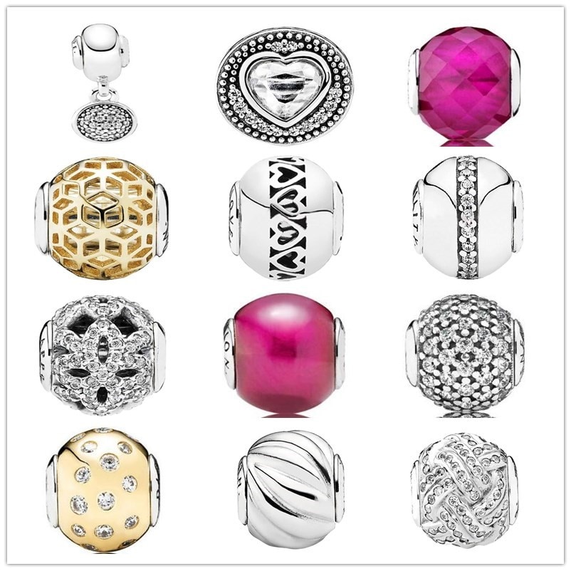 925 Sterling Silver Sensibilità Oro E Incisione Argento del Branello di Fascino Misura Pandora Essenza Braccialetto Gioielli Fai Da Te