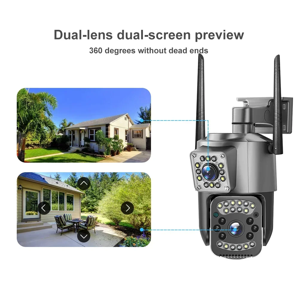 8MP 4K WIFI IP-camera Dubbele lens PTZ 4G Sim-kaart Outdoor Webcam Alarm 10X Zoom Smart Home CCTV Beveiliging Monitor Cam