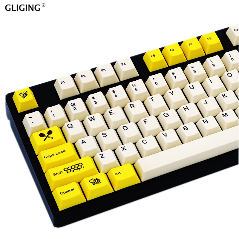 108K Bee tema PBT sublimación Keycap Inglés Japonés coreano contraluz Teclado mecánico dedicado cereza Filco Ducky keycaps