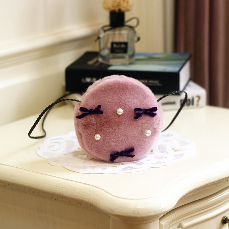 Baby Mini Coin Bag Herfst Winter Faux Fur Crossbody Tassen Voor Meisje Kleine Portemonnee Peuter Kids Party Purse: dark pink