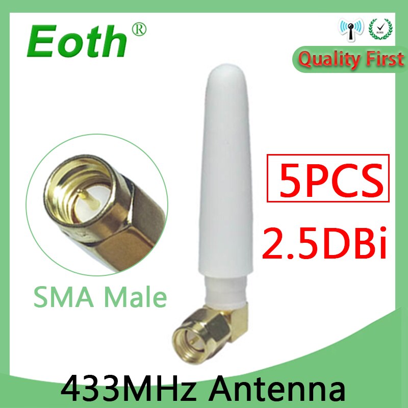 EOHT 5Stck 433MHz Lora Antenne 2,5 dBi SMA Stecker Kleine Größe antenne IOT Weiß Drahtlose Kommunikation Lorawan empfänger: Ursprünglich Titel