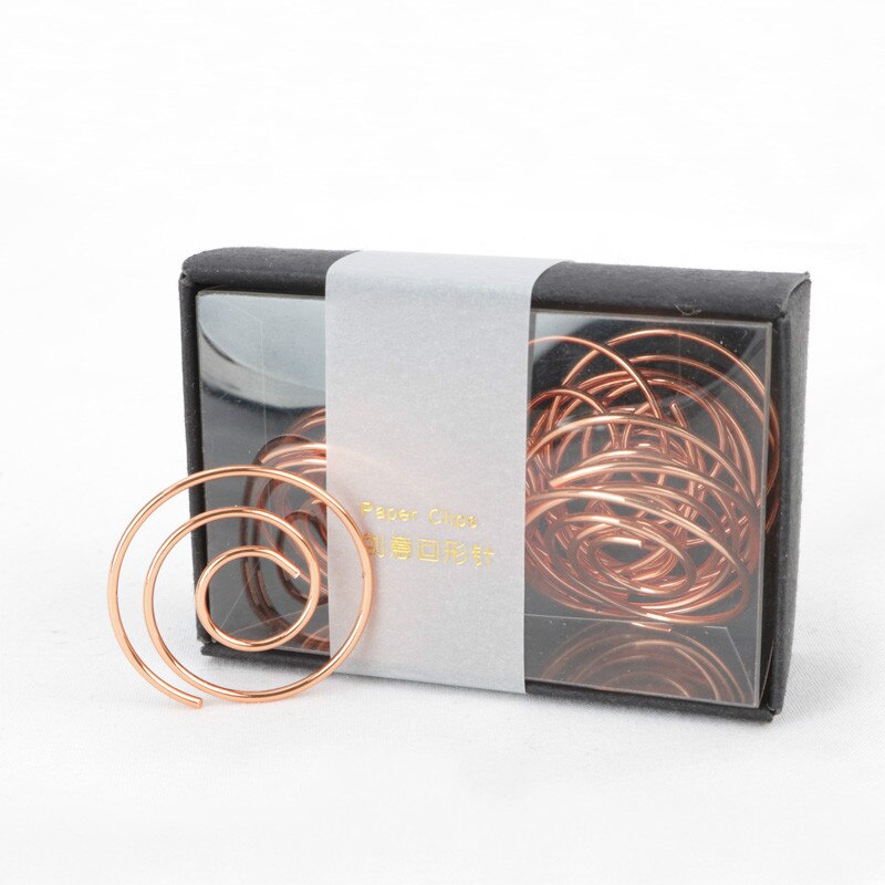 rose gold office metal paper clips packed with Black box circle style rose gold clip