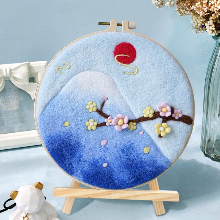 No Finish Wool Painting Landscape Needle Felting Painting Wool DIY Kit Craft Kit Felting Supplies For Women Beginner