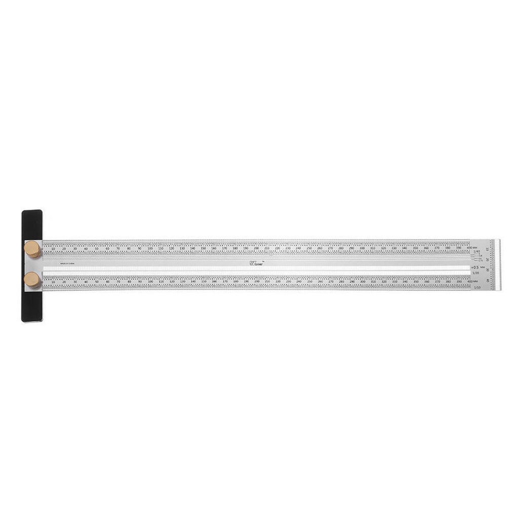 High Precision Angle Gauge Stainless Steel Rulers Measuring Tool with Pencil Set Woodworking Gadget Depth Measurement: 400mm