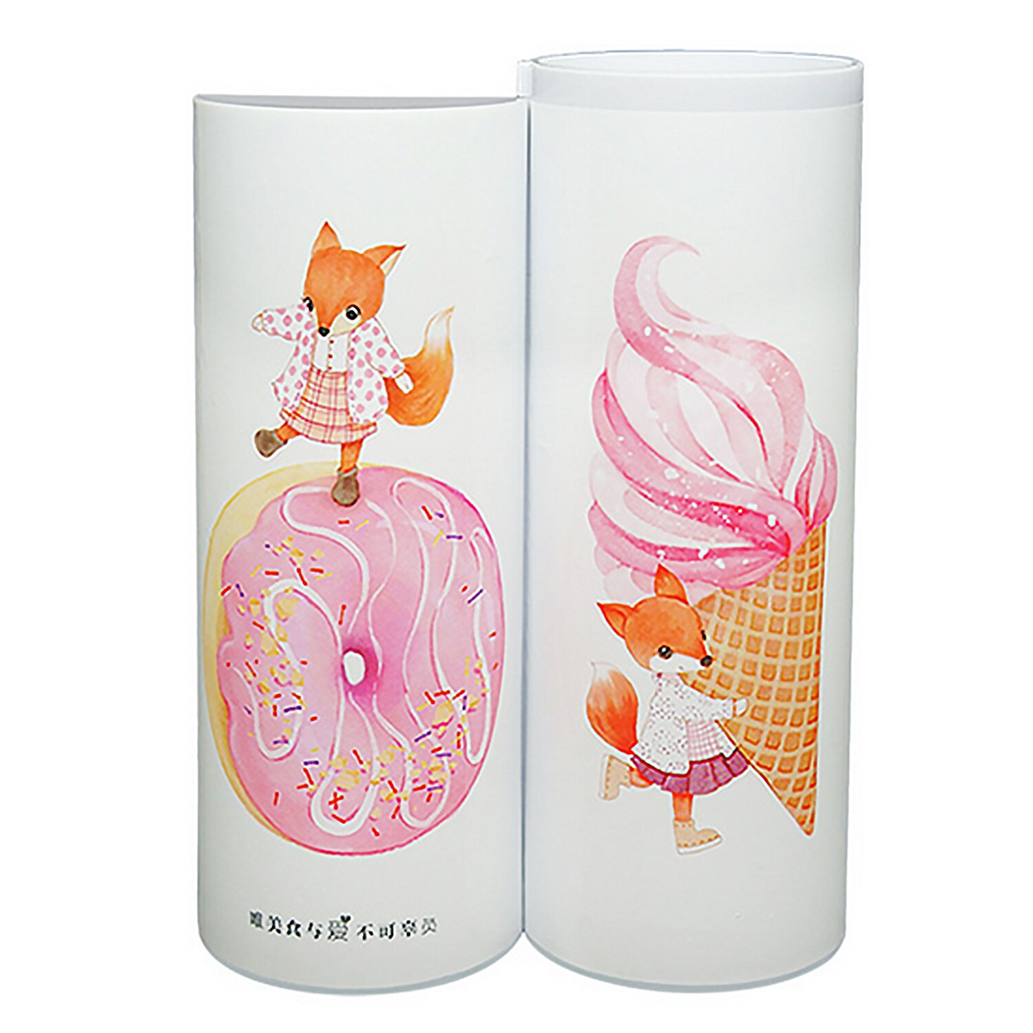 Kawaii Cartoon Plastic Double Layers Whiteboard Pencil Pen Case Box with Solar Calculator and Mirror for Students Children Girls: Fox