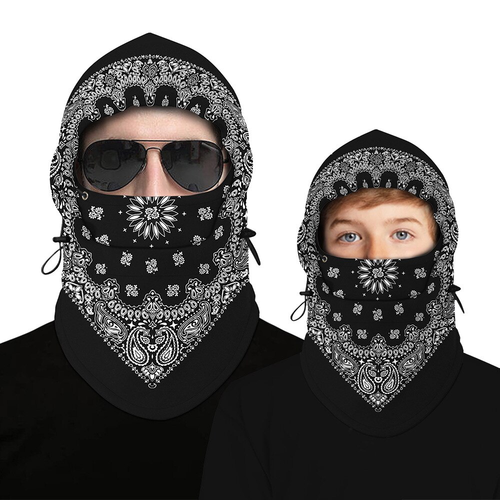 Mascarilla de esquí con estampado Digital para hombre y mujer, máscara facial cálida para padres e hijos, pasamontañas multifuncional, gorro de ciclismo para invierno: D / children