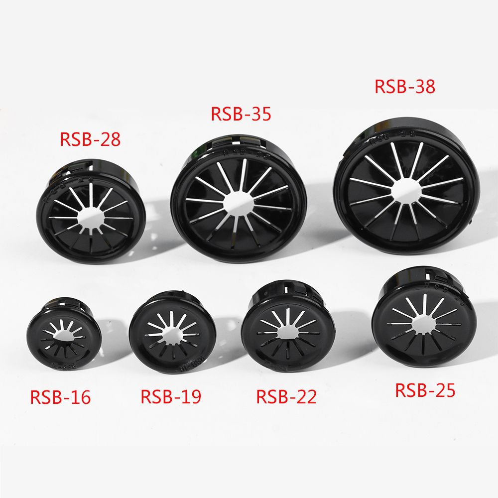 Couvercle de trou de fil de table de bureau, œillet de câble, plastique en nylon noir, forme de pétale, bouchon anti-poussière d'ordinateur, 16mm, 19mm, 22mm, 25mm, 28mm, 35mm, 38mm, 10 pièces