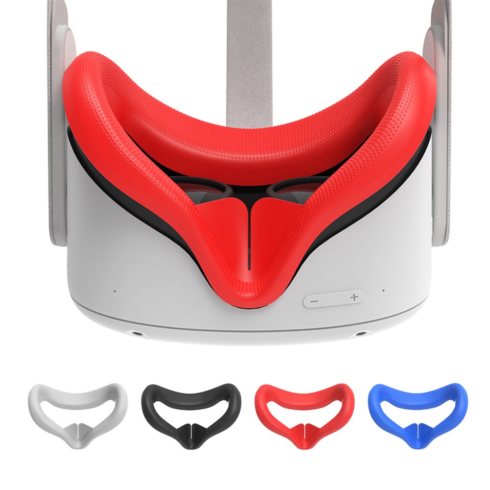 Upgraded Silicone Face Cover for Oculus Quest 2 VRAnti-Sweat Prevent Light Leakage Washable Eye Pad Cap Protective Accessories: Red