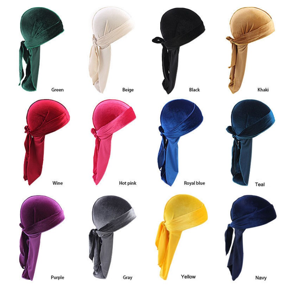 DIHOPE longue queue soyeuse écharpe musulmane Doo chiffon Pirate chapeau Durag chimio casquette crâne chapeau Turban bandeau cheveux Bandanas 12 couleurs pour choisir