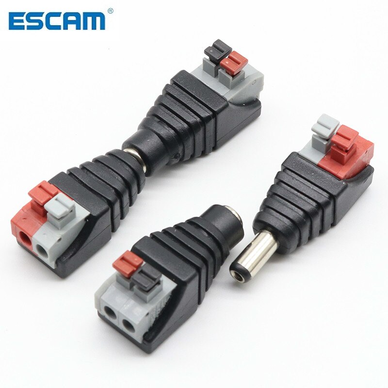 Escam 5 Pcs Dc Man + 5 Pcs Dc Vrouwelijke Connector 2.1*5.5Mm Dc Power Jack Adapter Plug connector Voor Cctv Camera