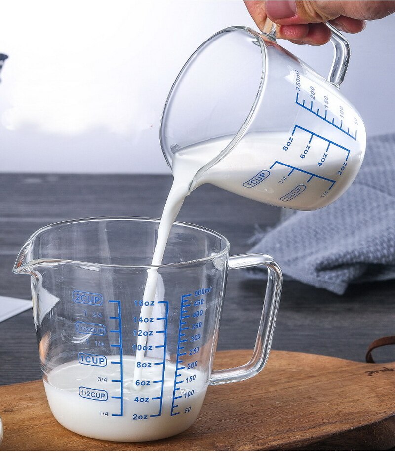 Heat-resistant glass measuring cup milk cup with scale microwave oven measuring cup scale cup with lid