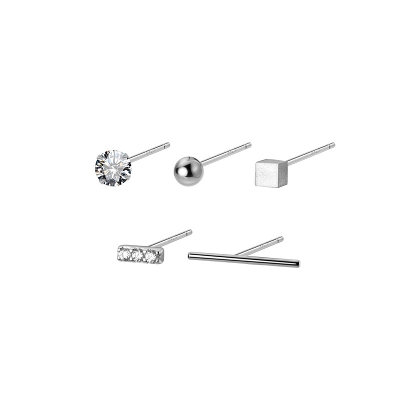 MloveAcc-ensemble de boucles d'oreilles de forme géométrique pour femmes et filles, 5 pièces/ensemble, en argent Sterling 925