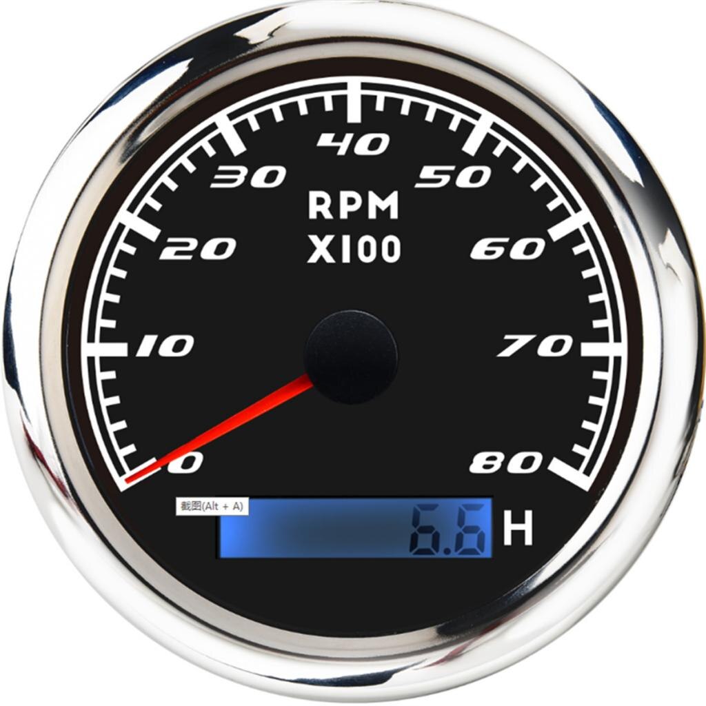 Veneen kierroslukumittari meren kierroslukumittari mittari lcd -tuntimittari 8 - 32v 8000 rpm 85mm