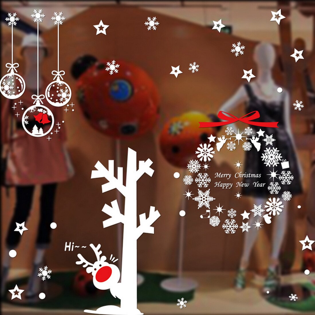 16 Styles Merry Christmas Window Glass PVC Wall Sticker DIY Snow Town Wall Stickers Year Home Decal Christmas Decoration: 3