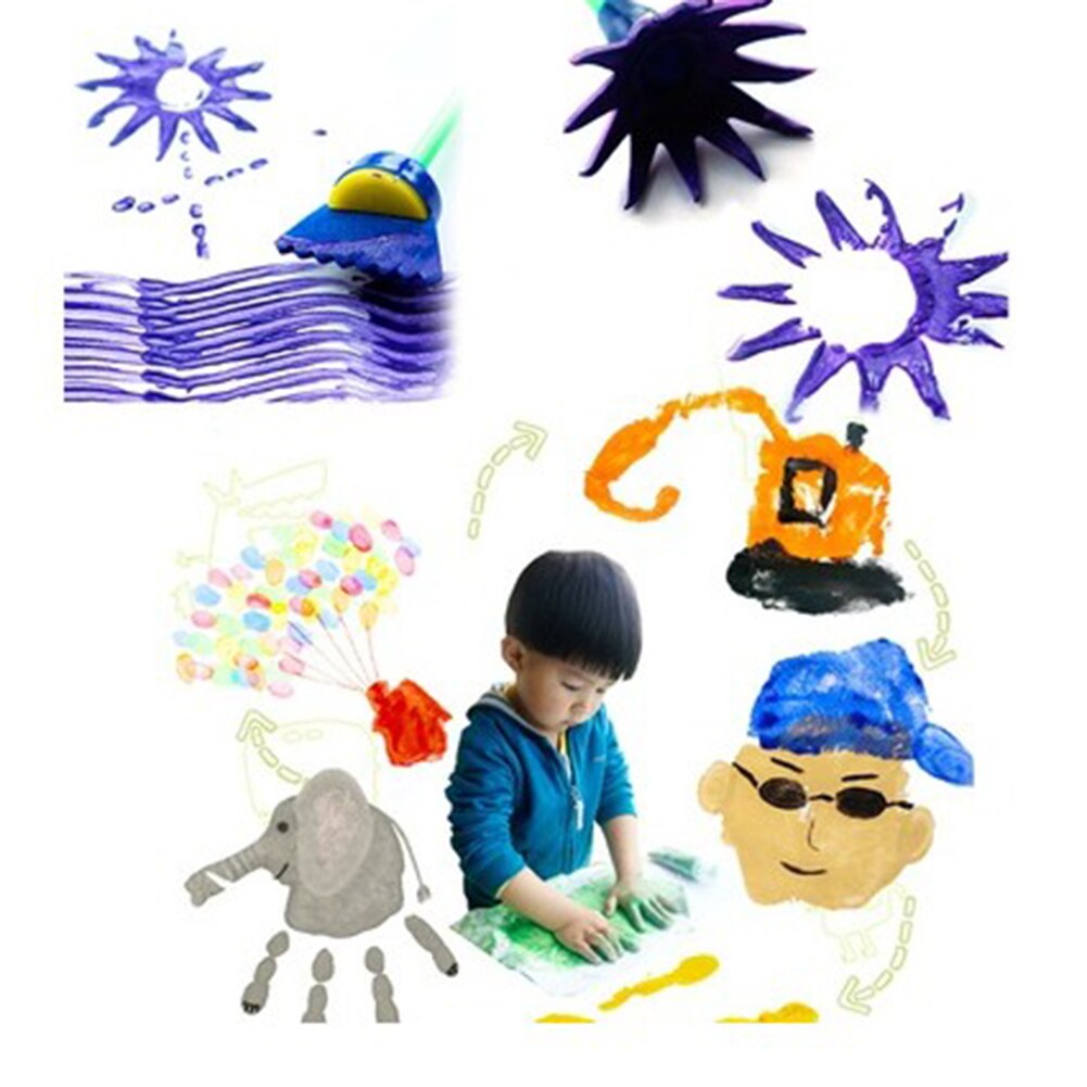 4 unids/lote, pincel de esponja para pintar, DIY, flor, Graffiti, suministros de arte, mango de juguete para bebé, herramientas educativas para dibujar Graffiti
