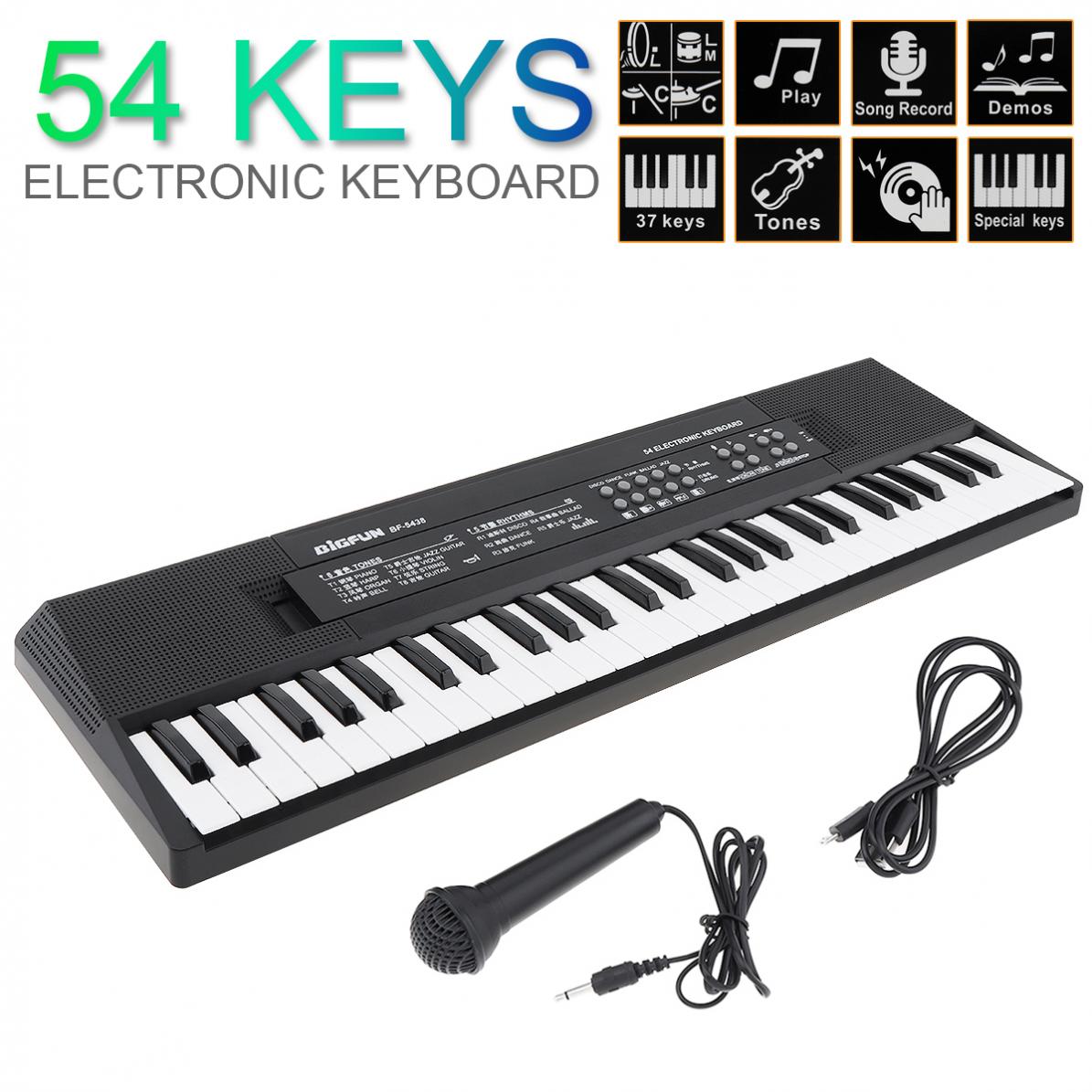 54 Keys ABS Electronic Keyboard Piano Digital Music Key Board with Microphone Children Musical Enlightenment