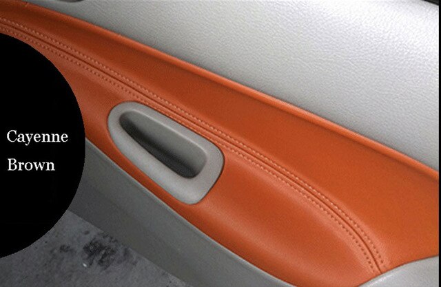 Panel de puerta Interior de microfibra de cuero de 4 Uds., cubierta de reposabrazos para Peugeot 206 207 Citroen C2: Brown