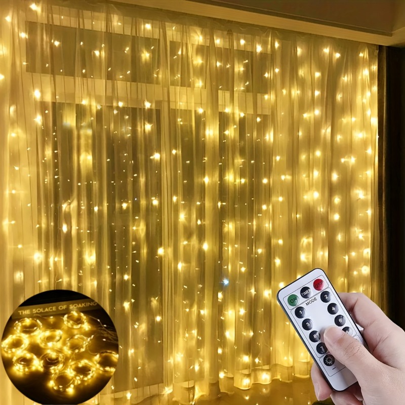 Guirnalda de cortina LED de 3/6M en la ventana, guirnaldas de luces alimentadas por USB con control remoto, guirnalda de luces Led de Año , decoración navideña