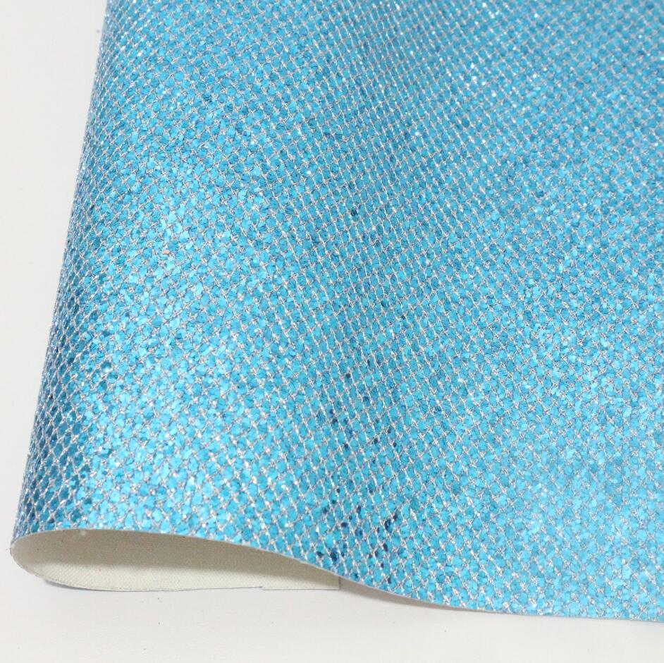 1 stk  a4 størrelse 21 x 29cm rutenett glitter lær ark syntetisk pu lær stoff gjør-det-selv tilbehør håndverksutstyr: Blå
