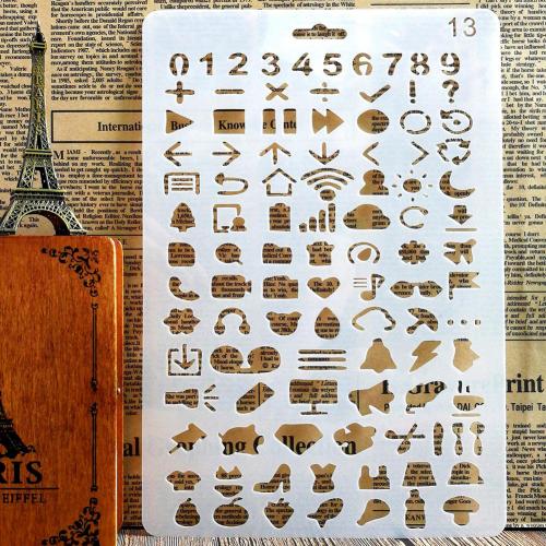 English Alphabet Number DIY Scrapbook Drawing Template Measuring Ruler Stencil: White 13