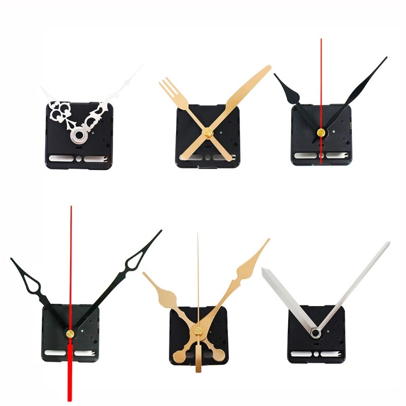3 sets kwarts uurwerk en handen, klok bewegingsmechanisme met walnoot houten wijzers van 3 soorten, stil uurwerk vervangende kit voor wandklok 30 cm (lange schacht 20 mm