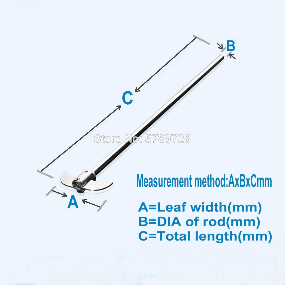 1pc stainless steel two-leaf folding crescent blade propeller crooked paddle suitable for glass flask,Used in lab mixing tools
