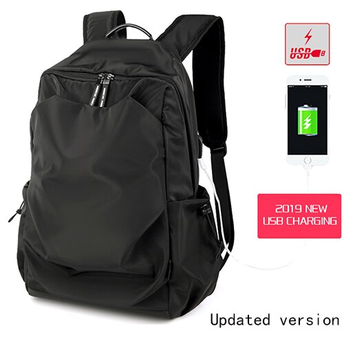 JackKevin Men Backpack Men Waterproof Travel Outdoor Backpack School Teenage backpack Laptop Backpack Mochila: USB Charging Black