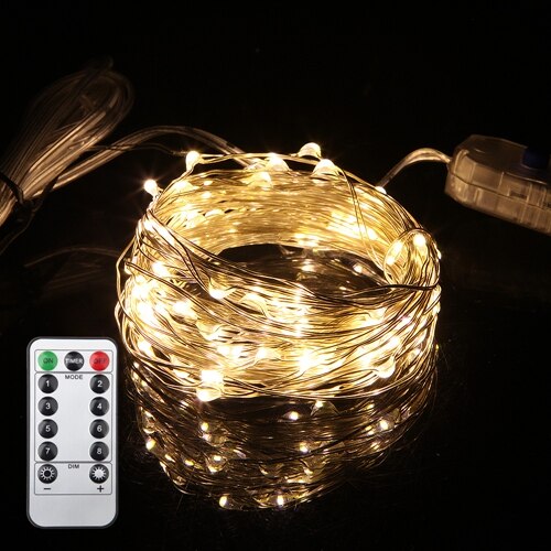 5m 10m usb led fe lys vandtæt led sølv wire streng med fjernbetjening til julefest bryllup dekoration: Varm hvid / 5m 50 lysdioder