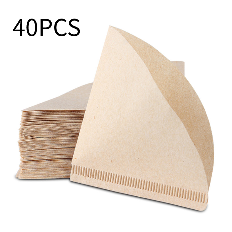 40pcs/lot Wooden Original Hand Drip Paper Coffee Filter Coffee Filters Eco-friendly Coffee Filter Bag Coffee Maker Accessories