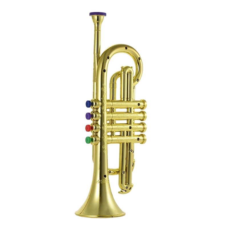 Trumpet Horn with 4x Keys Educational Developmental Golden Musical Toys for Kids