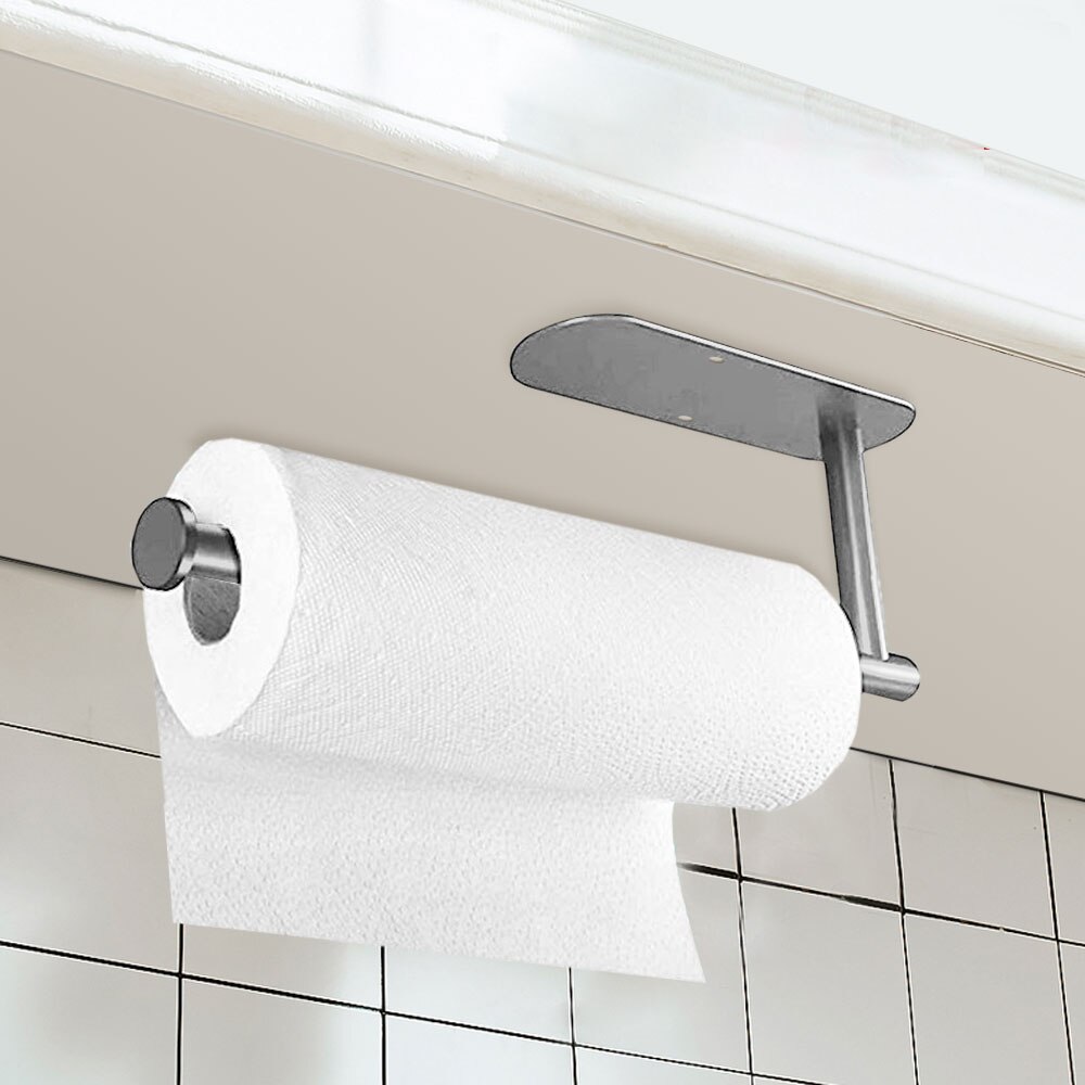 Roestvrijstalen Zilver/Zwart Papieren Handdoek Veeg Opknoping Rack Kan Opslaan Huishoudfolie Doekjes Rol Papierrek Voor De Keuken Badkamer