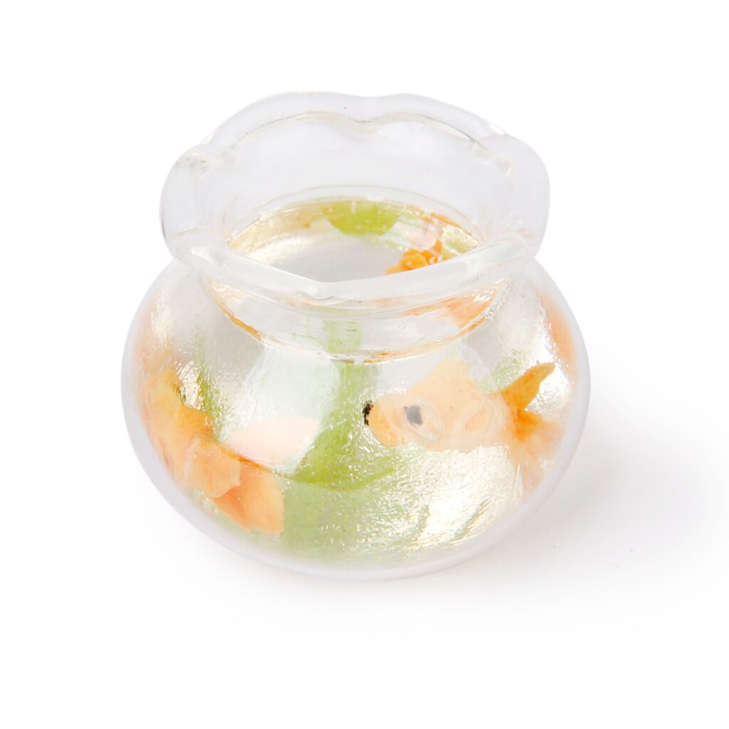 1/12 DOLLHOUSE MINIATURE MINI GOLDFISH BOWL FISH TANK AQUARIUM With Gold Fish
