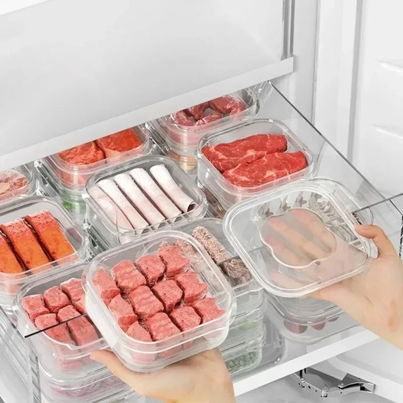 1/10x Kühlschrank Aufbewahrungsbox Einfrieren Gemüse Obst Kühlschrank Organizer Einfrieren Fleisch Frischhaltebox Feuchtigkeitsbeständiger versiegelter Behälter