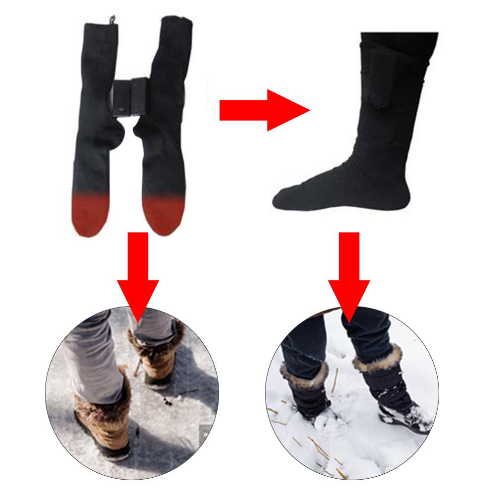 Cotton Heated Sockings Heating Winter Foot Warmers Electric Warm Thermal Black Socks For Outdoor Activities Skiing Hiking