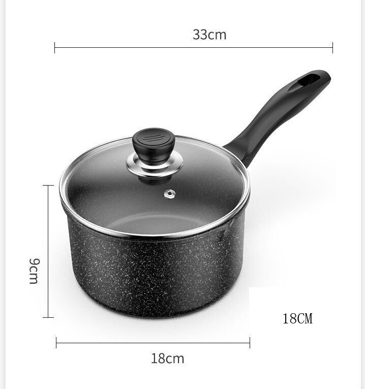 Maifanshi Melk Pot Non-stick Pot Huishoudelijke Baby Complementaire Melk Pot Hete Melk Instant Noedels Soeppan Algemene Purpose: 18CM with cover