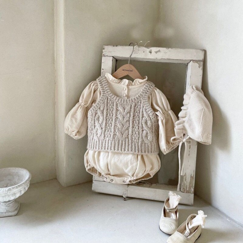 Gilet tricoté sans manches pour filles, chandails pour enfants, Tops tricotés de Style coréen, printemps automne 2022
