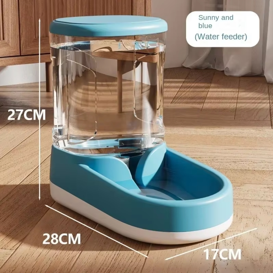 Automatic Pet Water & Food Dispenser - Gravity Flow Feeder for Cats & Dogs: Blue
