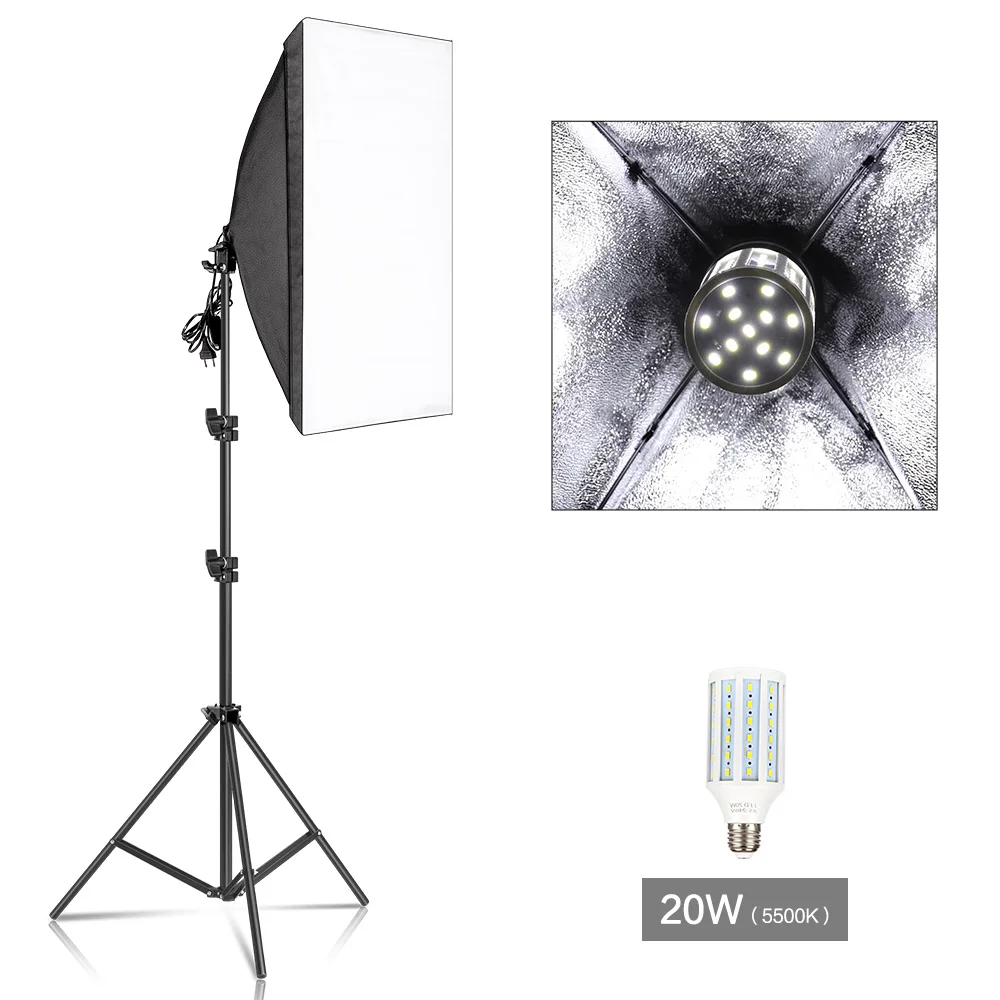 Kit di illuminazione Softbox per fotografia professionale 50x70CM Sistema di illuminazione continua Soft Box Attrezzatura per studio fotografico per principianti: Brown