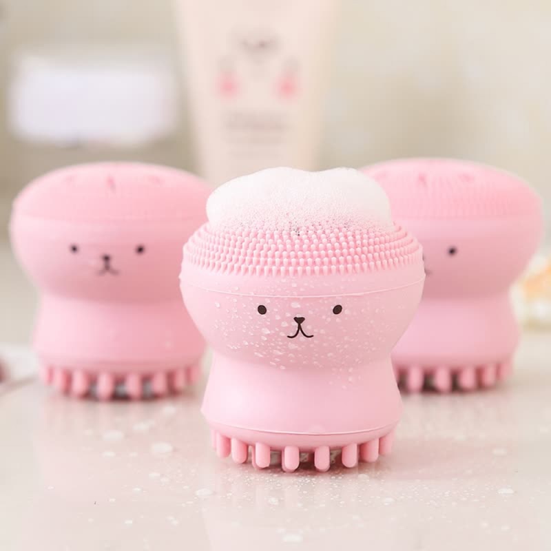 Cepillo de limpieza Facial con forma de pulpo, Material de silicona que Reduce la piel muerta, fácil de sujetar, masajea el acné, suave, Unisex,