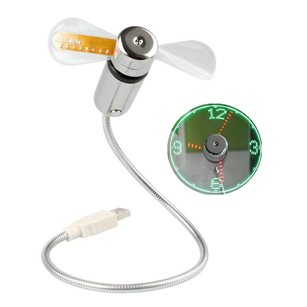 USB Clock Fan with Real Time Clock & Temperature Display Function Christmas Night light USB Gadgets for Laptop PC