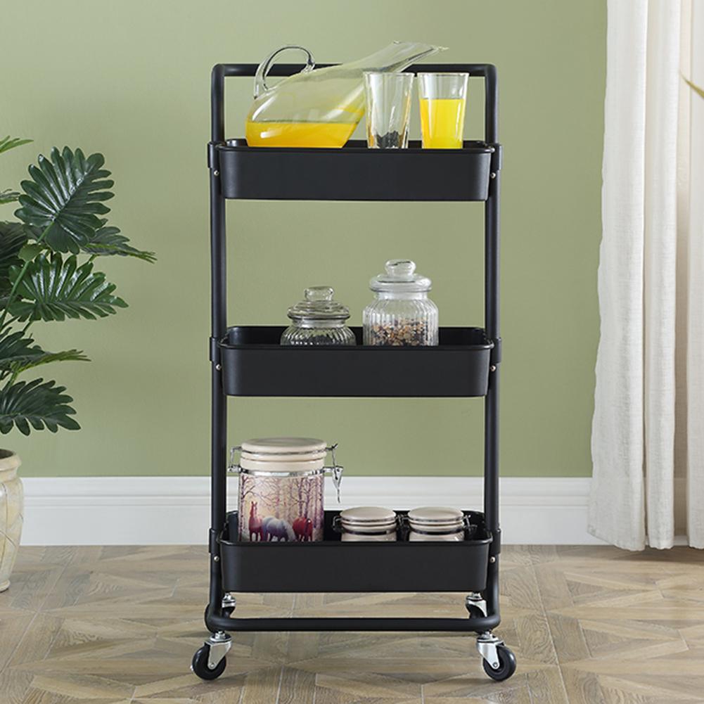 3-layer Storage Organizer Rack ABS Rolling Utility... – Grandado