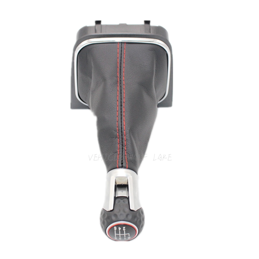 Pour VW Golf 5 MK5 R32 GTI 2004 2005 2006 2007 Voiture 6 Vitesses MT Pommeau de levier de vitesses Avec Cuir Guêtre Botte Ligne Rouge