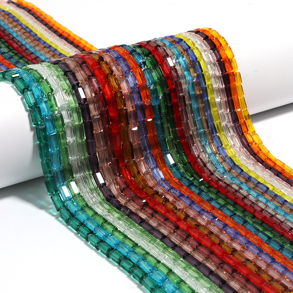 1 hebra de cuentas de cristal rectangulares, cuentas sueltas coloridas para fabricación de joyería, pulseras DIY, accesorios para collares hechos a mano