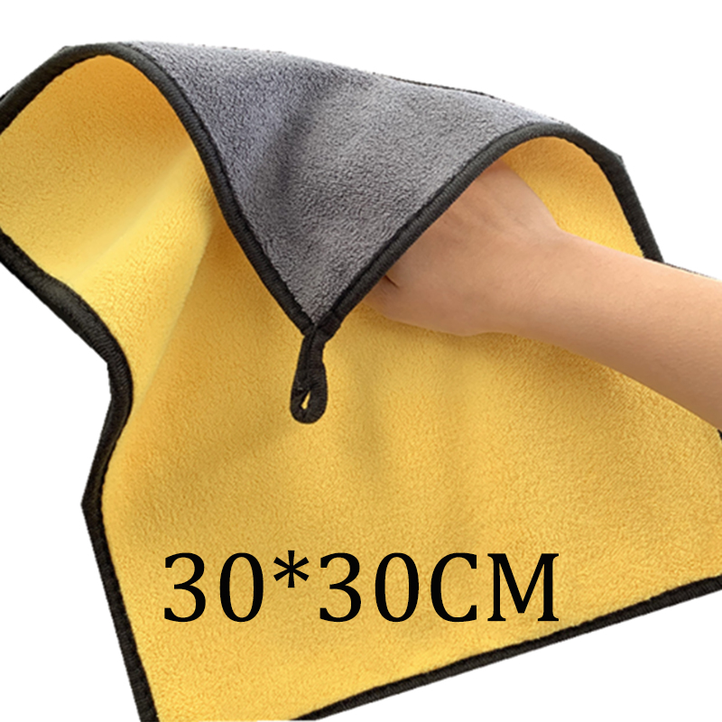 Toallas de microfibra para lavado de automóviles, paño de felpa súper grueso, lavado, limpieza, secado, absorción de cera, pulido, herramientas de lavado y limpieza automática 1 unidad: 30x30cm