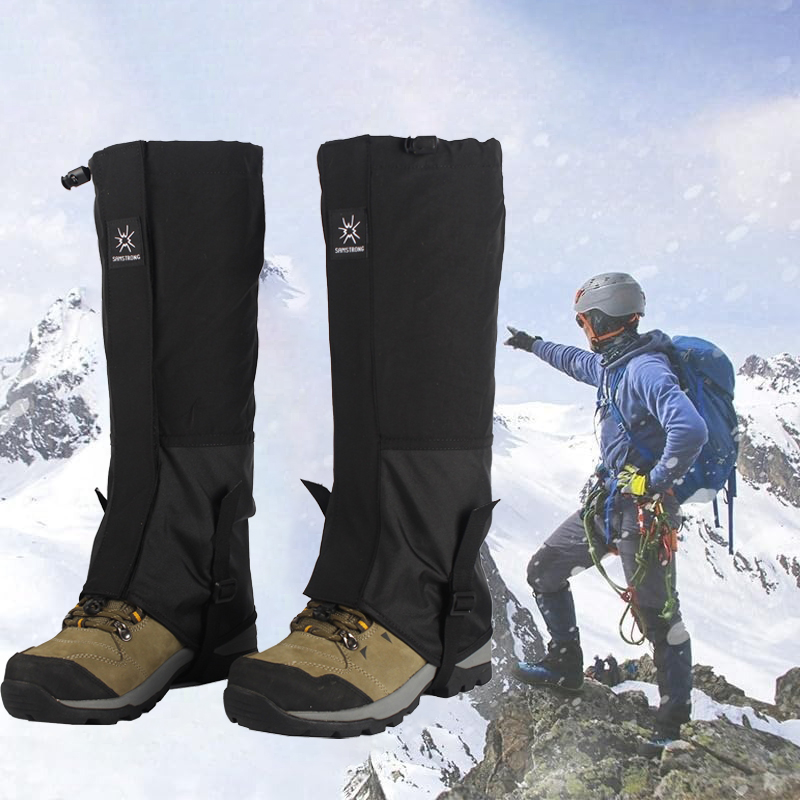 Polainas para botas de nieve para senderismo, ligeras y ajustables, a prueba de agua, nieve y arena, con correa de goma para el pie para senderismo, montañismo
