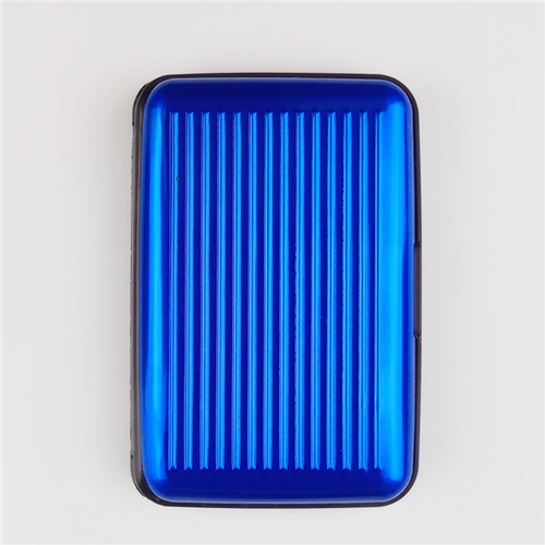 Tarjetero de aluminio para hombre, estuche rígido con bloqueo, billetera sólida para tarjetas de crédito, escaneo Anti-RFID, protege el tarjetero, 1 ud.: Azul cielo