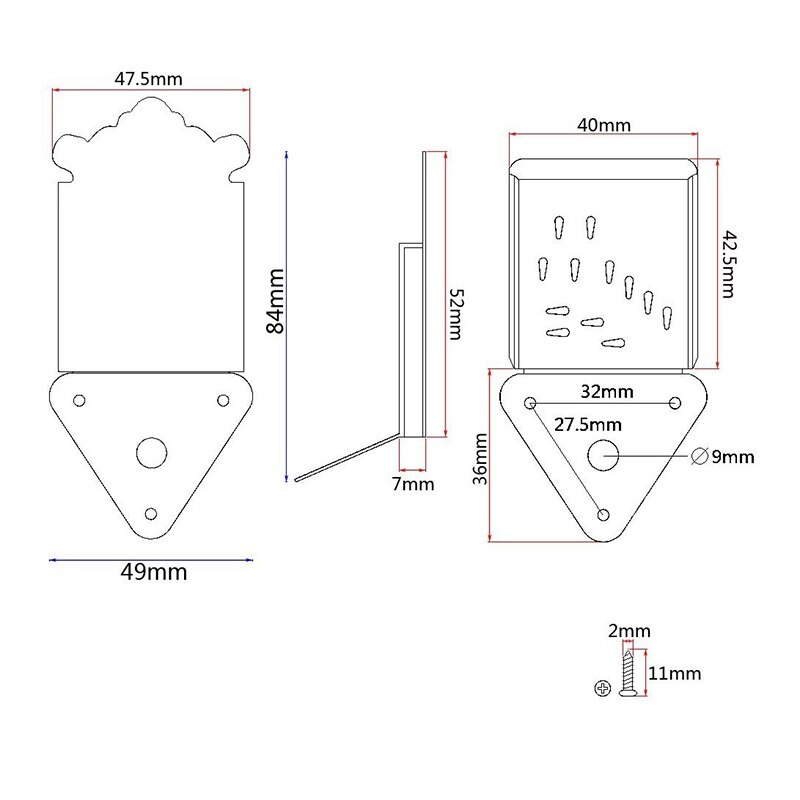1Pcs Golden Mandolin Tailpiece Bridge with Mounting Screw for Guitar Mandolin Suit for Mandolin 8/10/12 Loop-End Strings 3-6 Str
